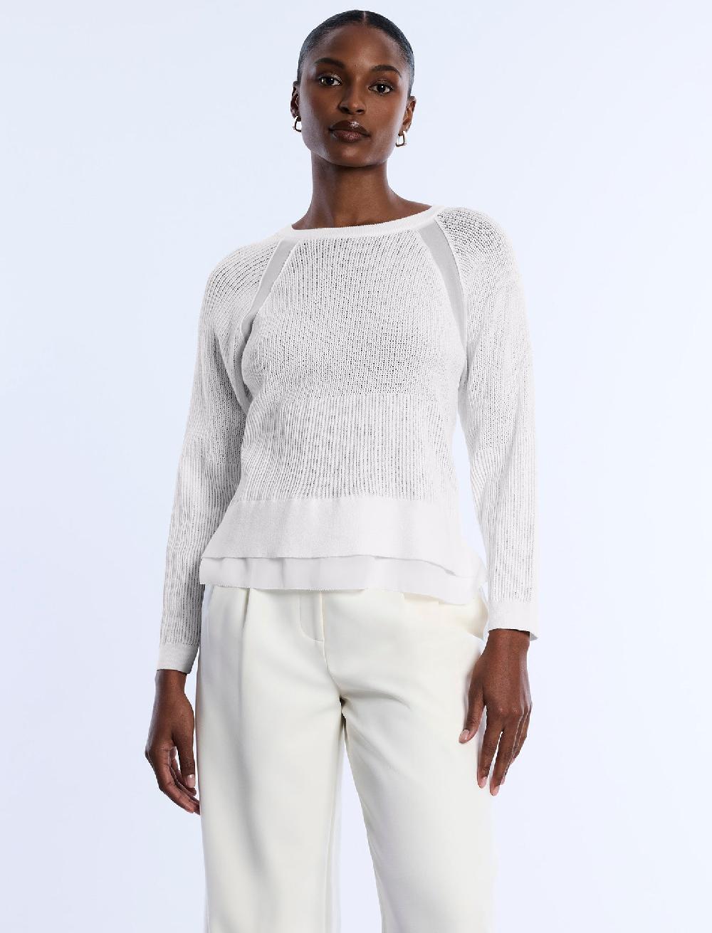 bcbgeneration Pointelle Knit Sweater Chalk
