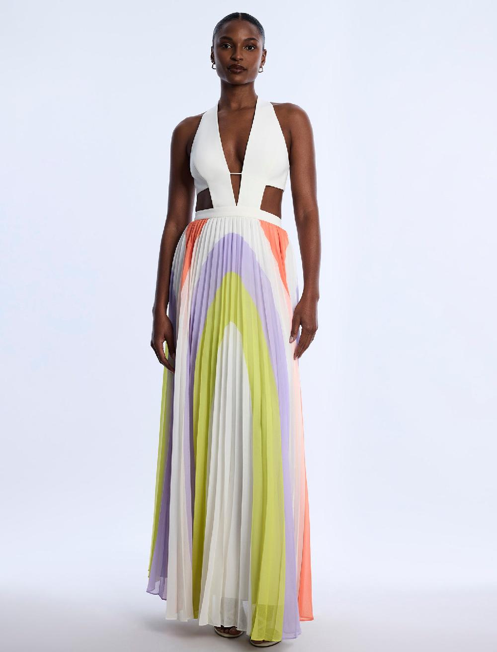 bcbgeneration Printed Pleated Cutout Dress Jasmine