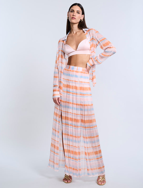 Bcbgeneration Printed Pleated Skirt Plaid Print