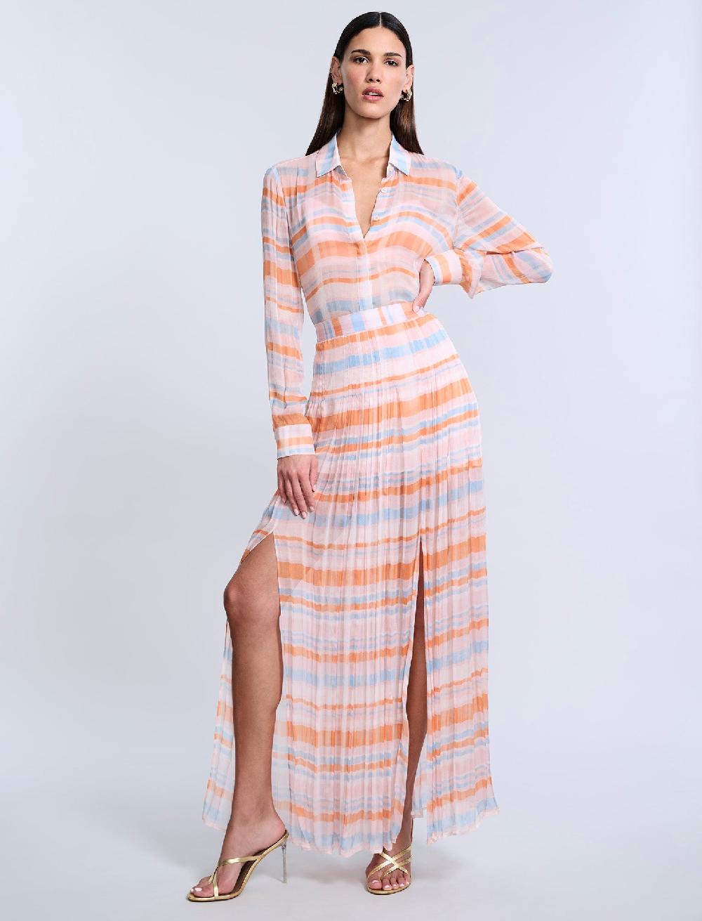 bcbgeneration Printed Pleated Skirt Plaid Print