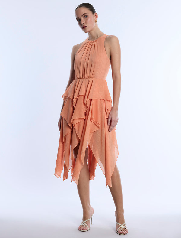 Bcbgeneration Ruffle Skirt Dress Apricot