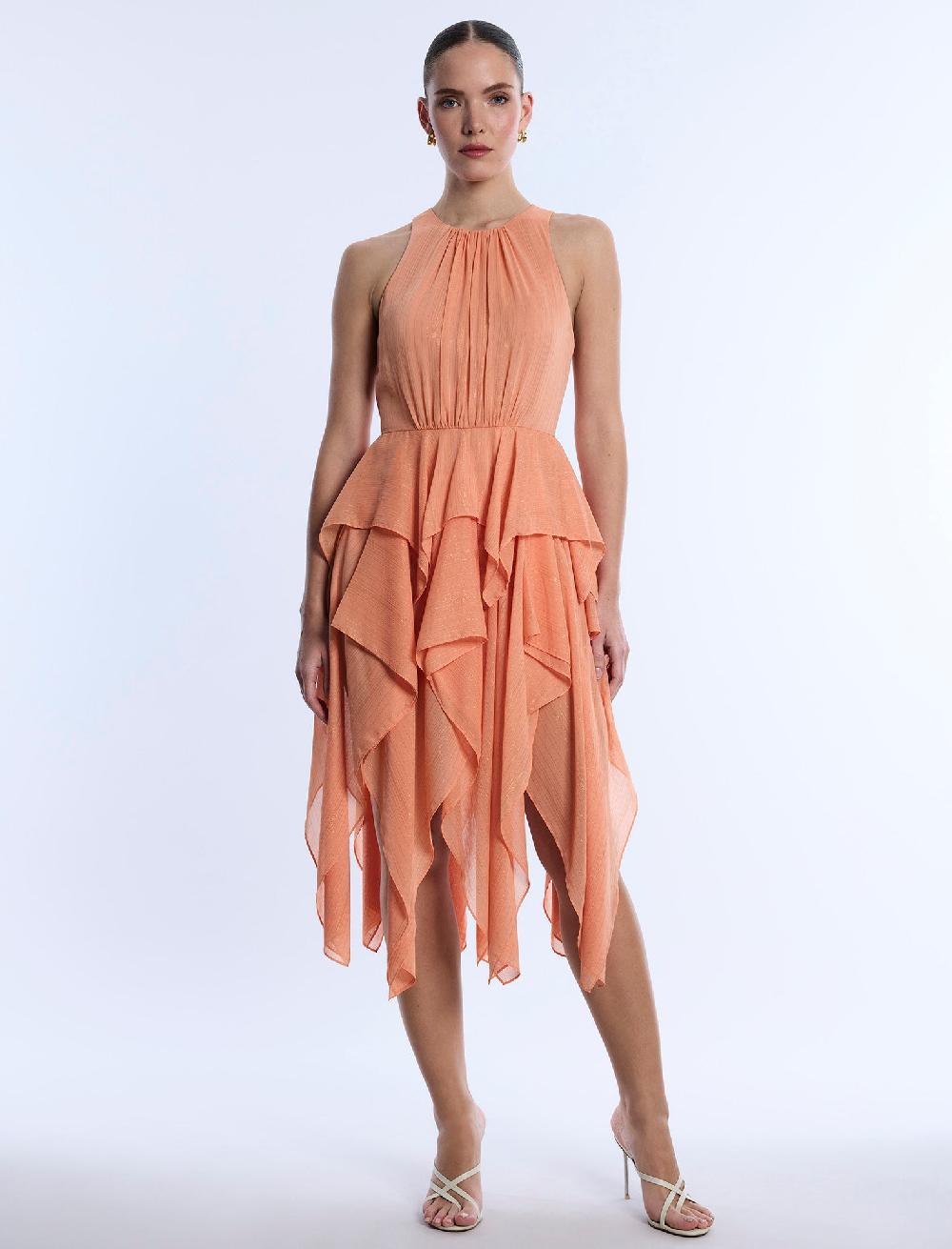 bcbgeneration Ruffle Skirt Dress Apricot