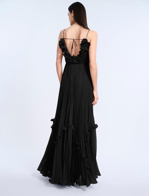 Bcbgeneration Shirring Ruffle Gown Black