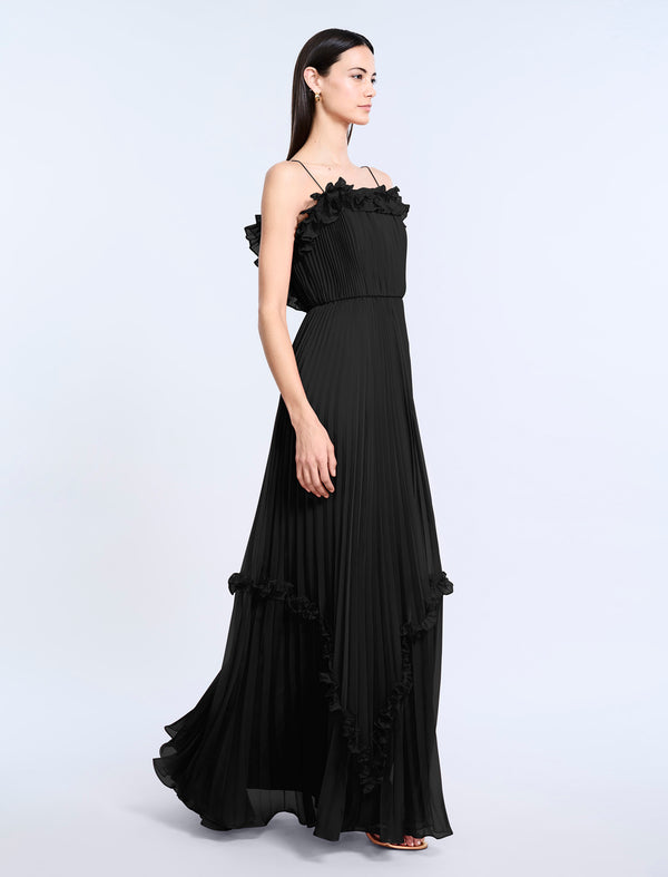 Bcbgeneration Shirring Ruffle Gown Black