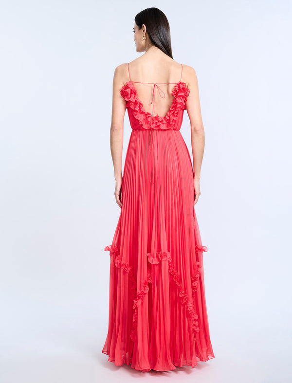 Bcbgeneration Shirring Ruffle Gown Dahlia