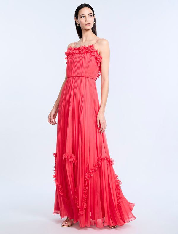 Bcbgeneration Shirring Ruffle Gown Dahlia