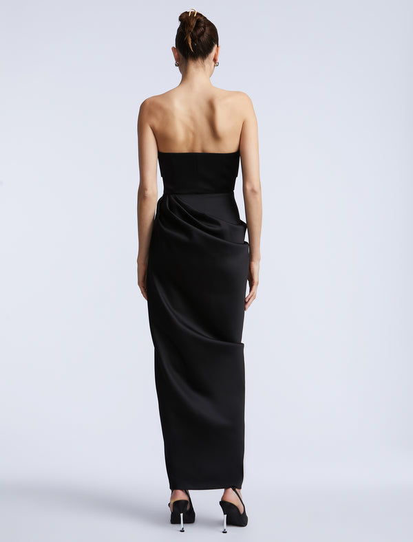 Bcbgeneration Solid Bodice Wrap Skirt Gown Black