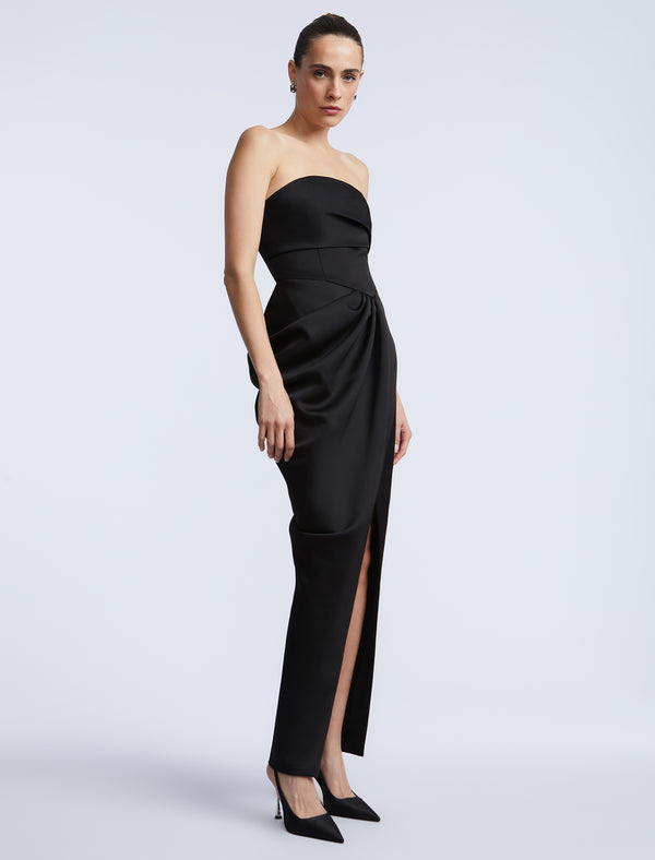 Bcbgeneration Solid Bodice Wrap Skirt Gown Black
