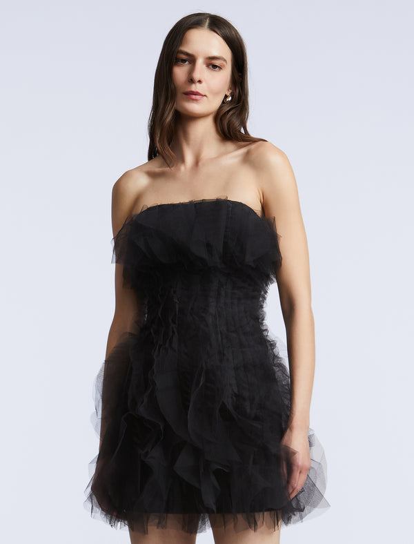 Bcbgeneration Solid Cascade Mini Dress Black