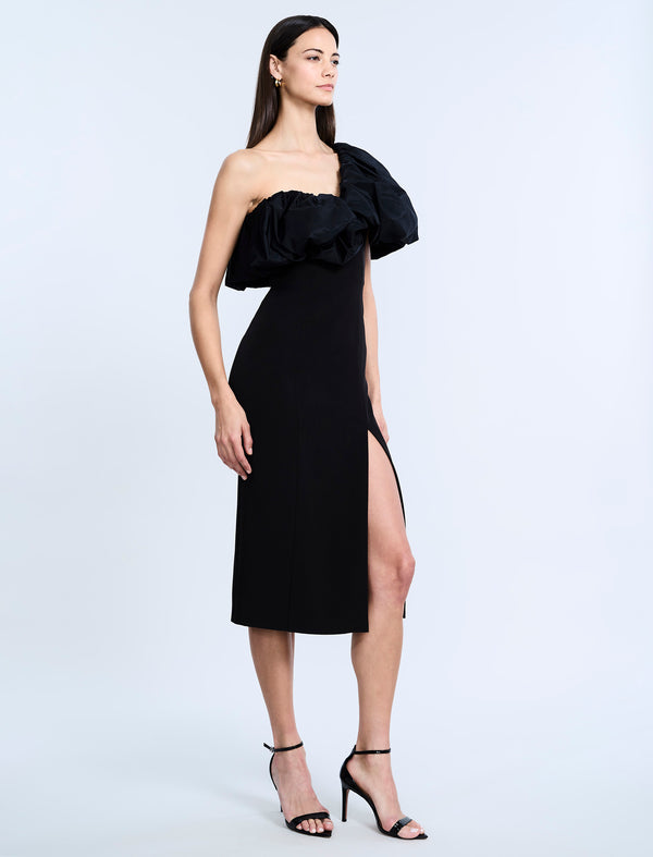 Bcbgeneration Solid Dress With Puff Black