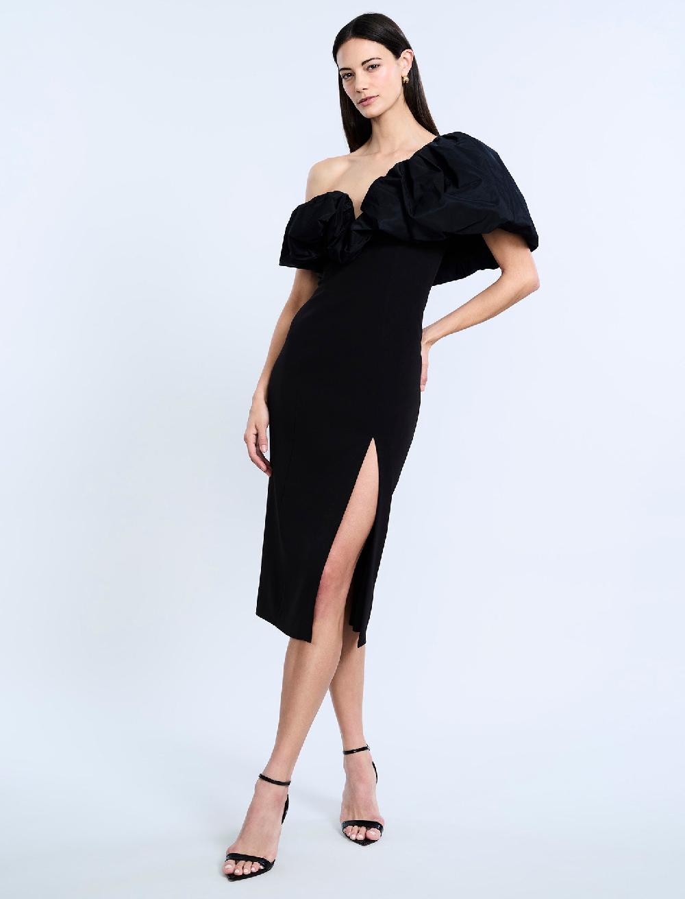 bcbgeneration Solid Dress With Puff Black