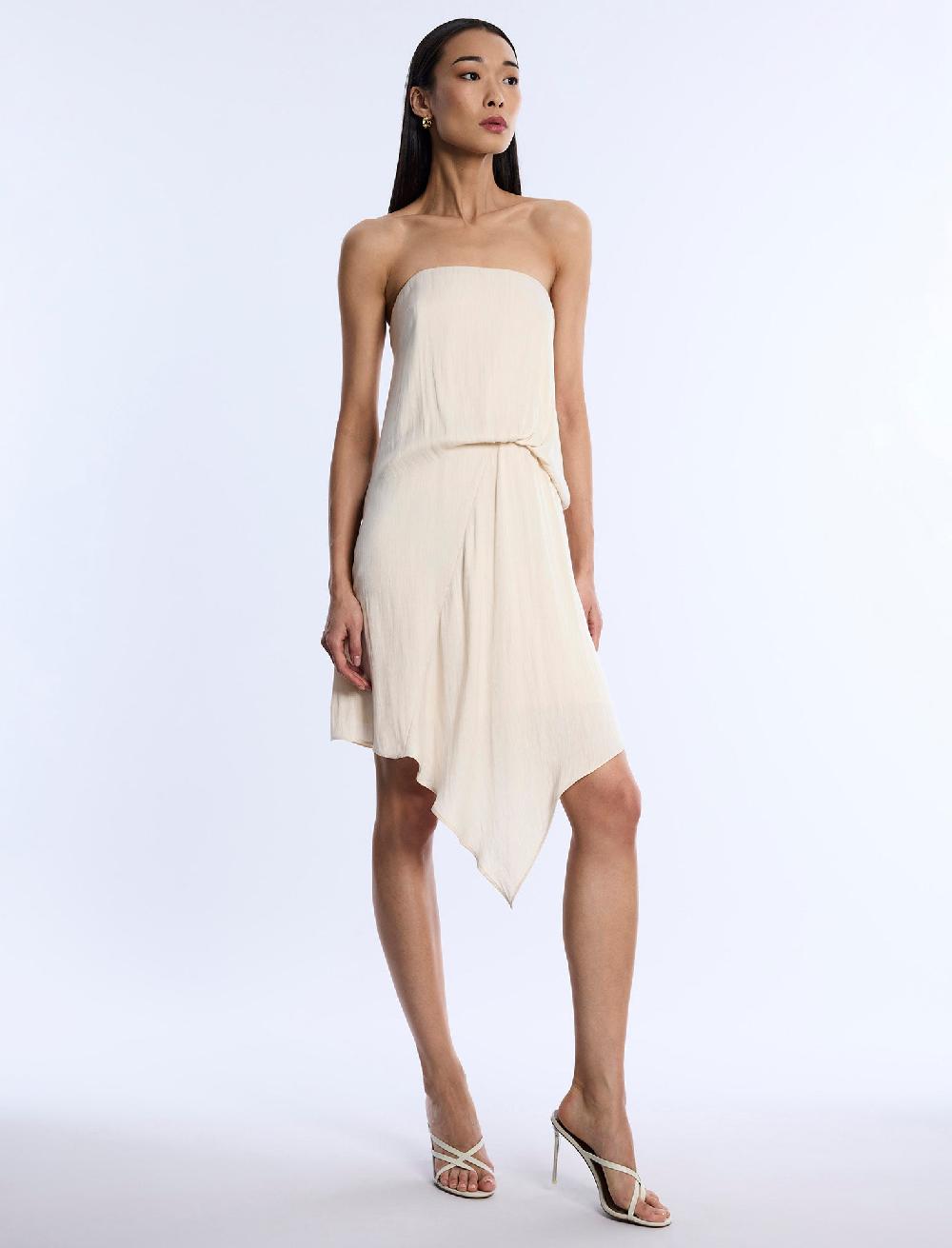 bcbgeneration Strapless Drape Dress Parchment