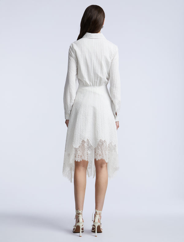 Bcbgeneration Stripe Shirt Dress With Lace Jasmine