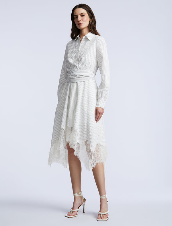 Bcbgeneration Stripe Shirt Dress With Lace Jasmine