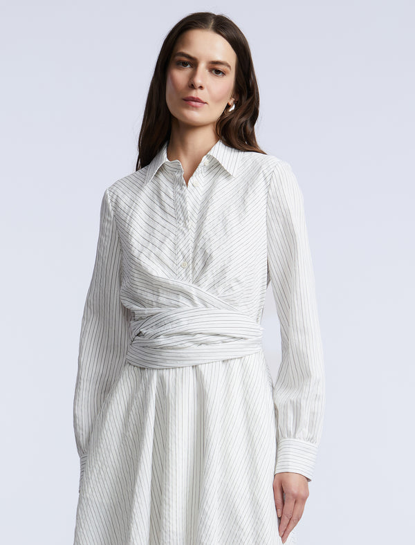 Bcbgeneration Stripe Shirt Dress With Lace Jasmine