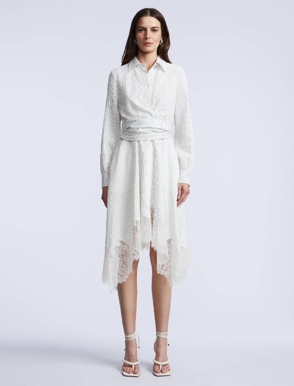 bcbgeneration Stripe Shirt Dress With Lace Jasmine