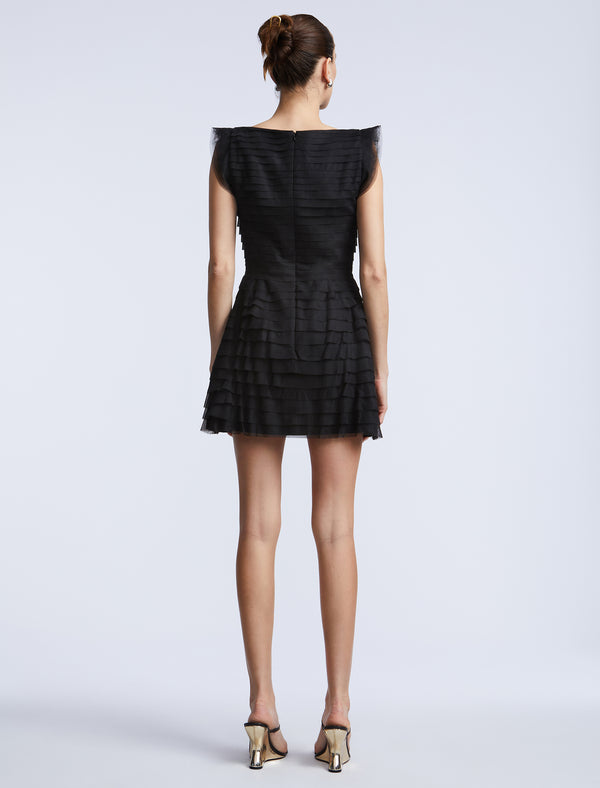 Bcbgeneration Tulle Tiered Mini Dress Black