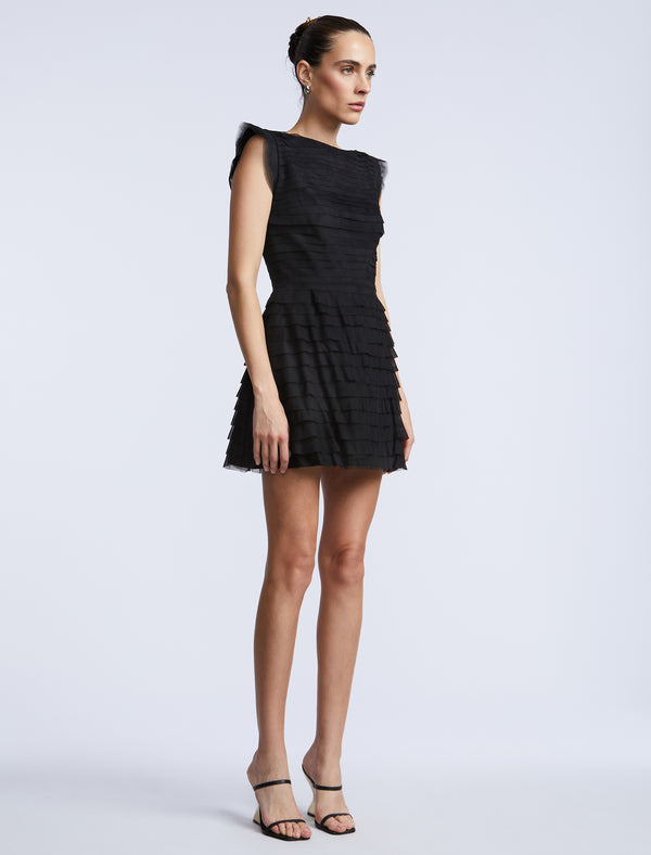 Bcbgeneration Tulle Tiered Mini Dress Black