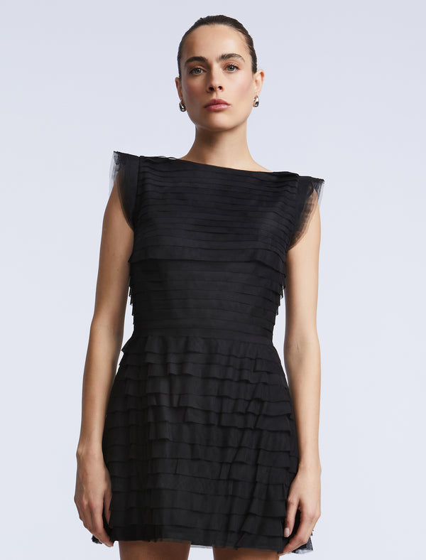 Bcbgeneration Tulle Tiered Mini Dress Black