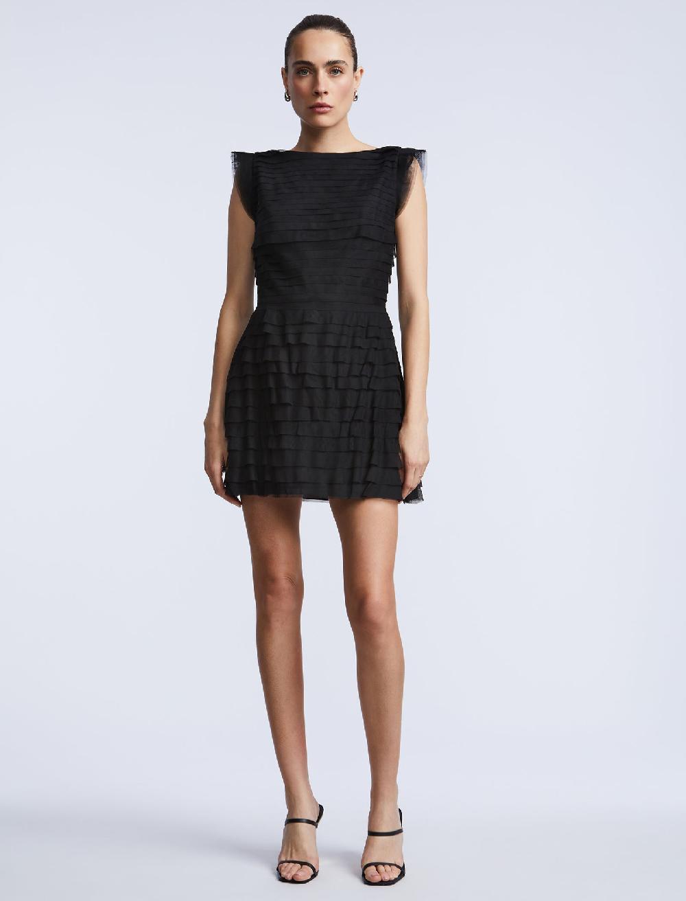 bcbgeneration Tulle Tiered Mini Dress Black