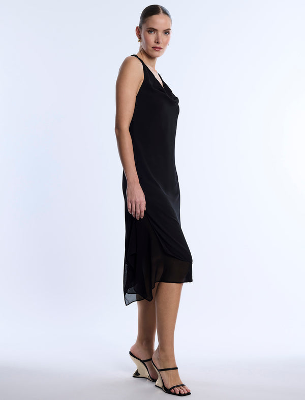 Bcbgeneration Twist And Drape Combo Dress Black
