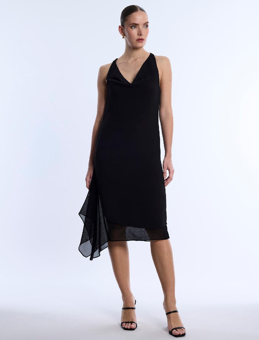 bcbgeneration Twist And Drape Combo Dress Black