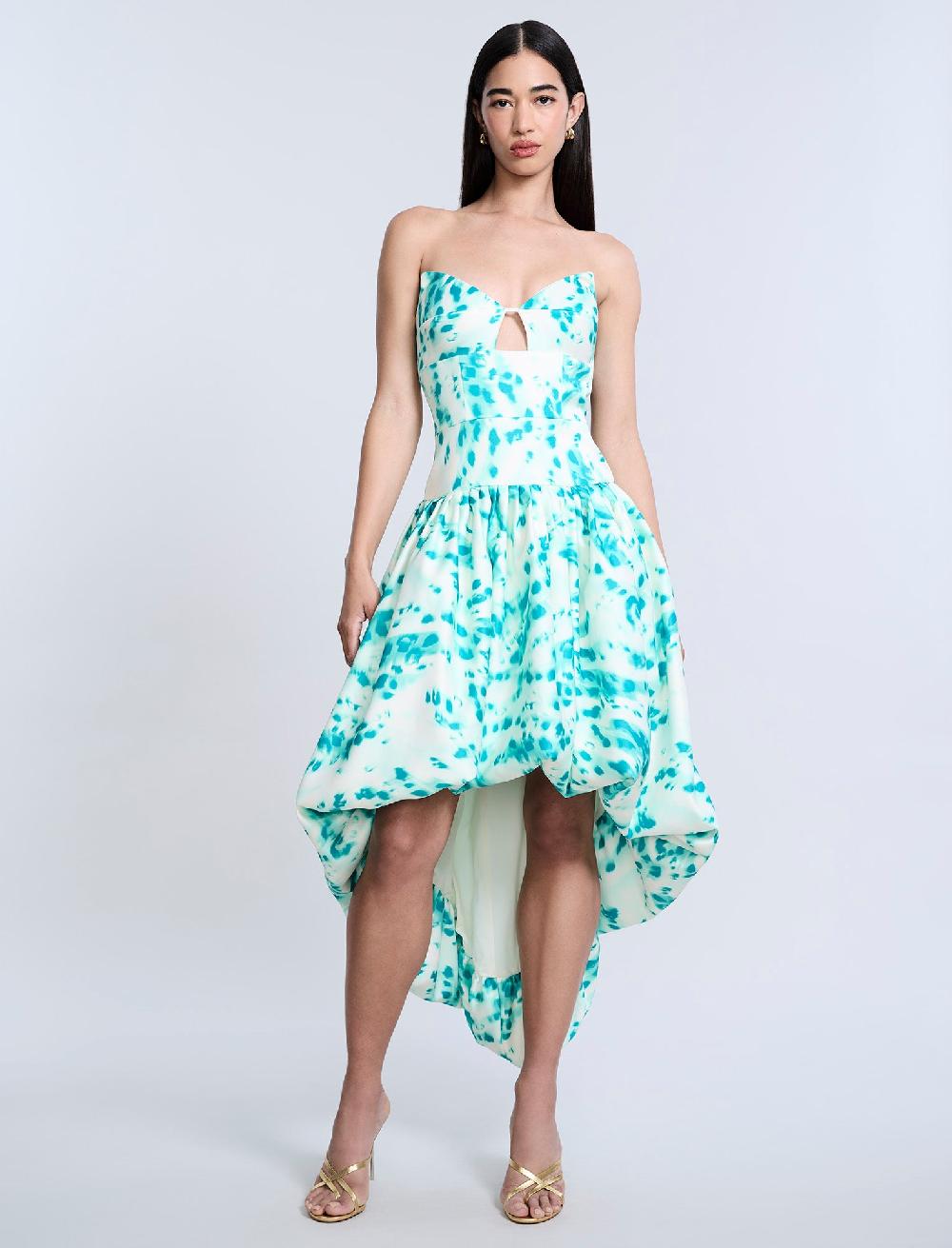 bcbgeneration Bubble Hem Dress Spectra Green Animal Print