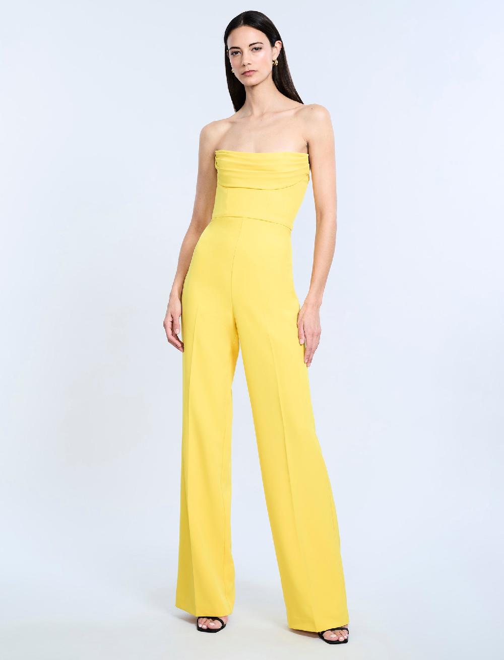 bcbgeneration Corset Jumpsuit With Drape Sunshine Yellow