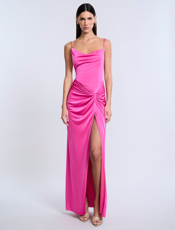 Bcbgeneration Cowl Draped Gown With Twist Electric Orchid