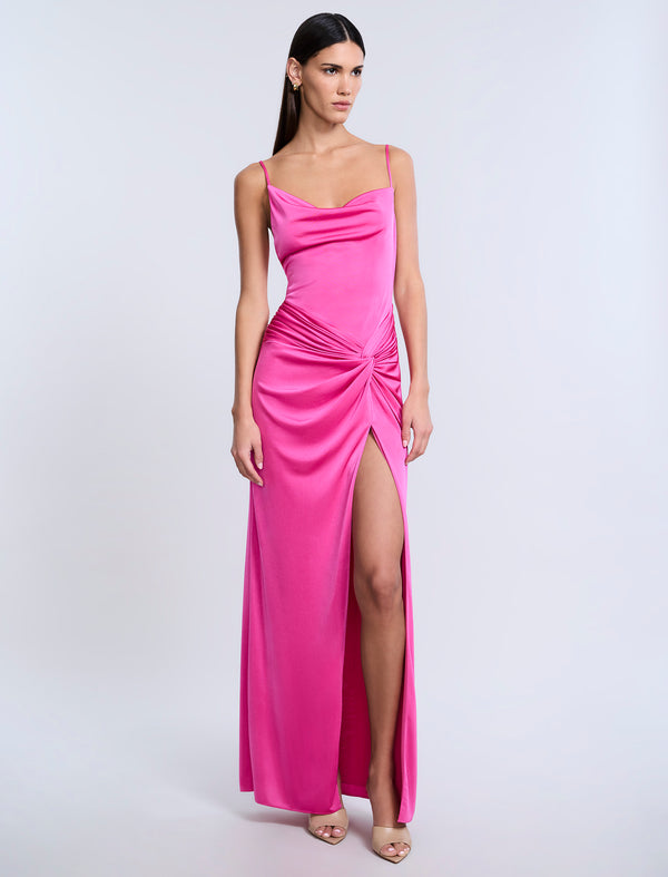 Bcbgeneration Cowl Draped Gown With Twist Electric Orchid