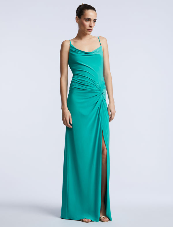 Bcbgeneration Cowl Draped Gown With Twist Spectra Green