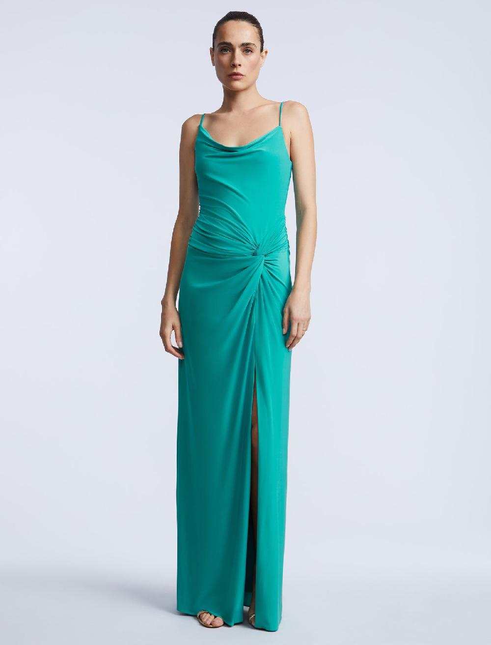 bcbgeneration Cowl Draped Gown With Twist Spectra Green