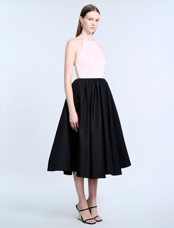 Bcbgeneration Halter Tea Length Dress Black/ Blossom