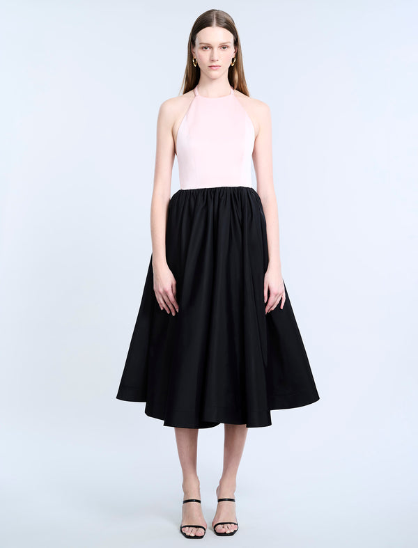 Bcbgeneration Halter Tea Length Dress Black/ Blossom