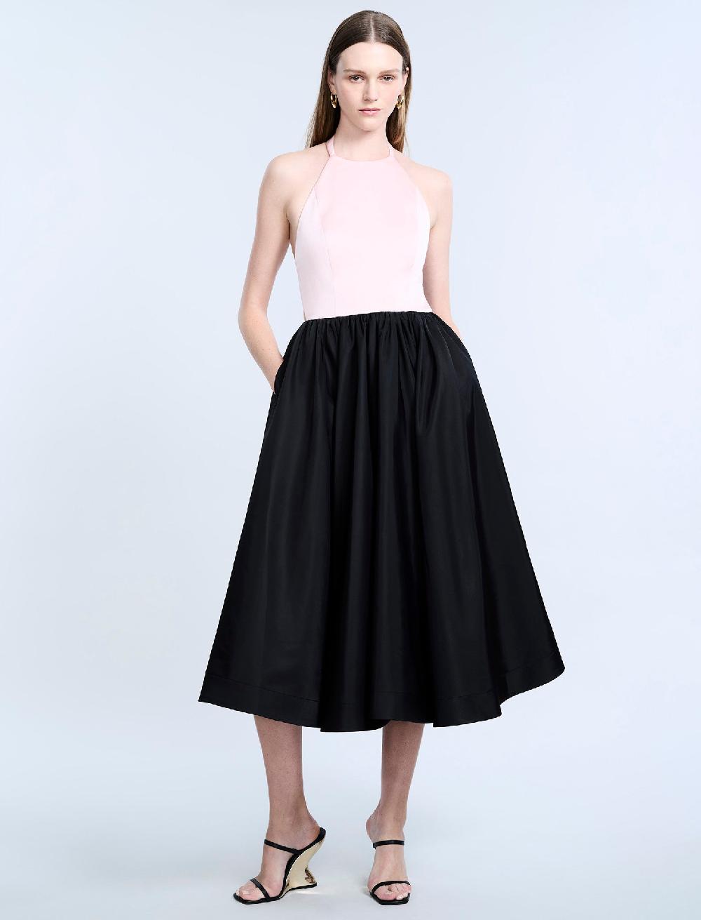 bcbgeneration Halter Tea Length Dress Black/ Blossom