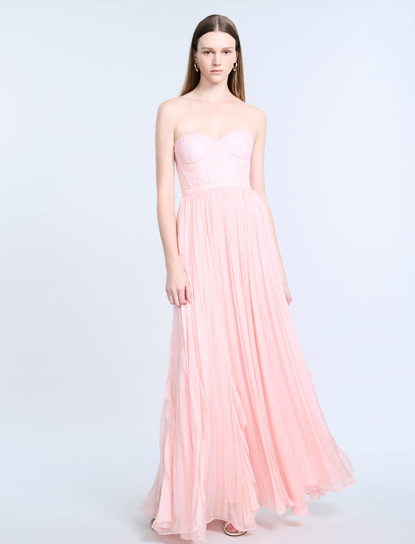 Bcbgeneration Lace Bodice Chiffon Rufle Gown Blossom