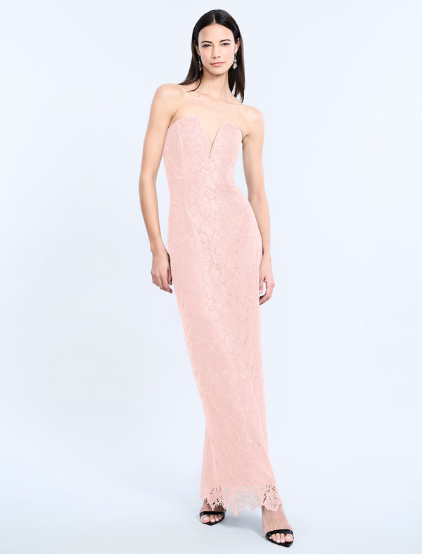 Bcbgeneration Lace Strapless V Neckline Gown Blossom