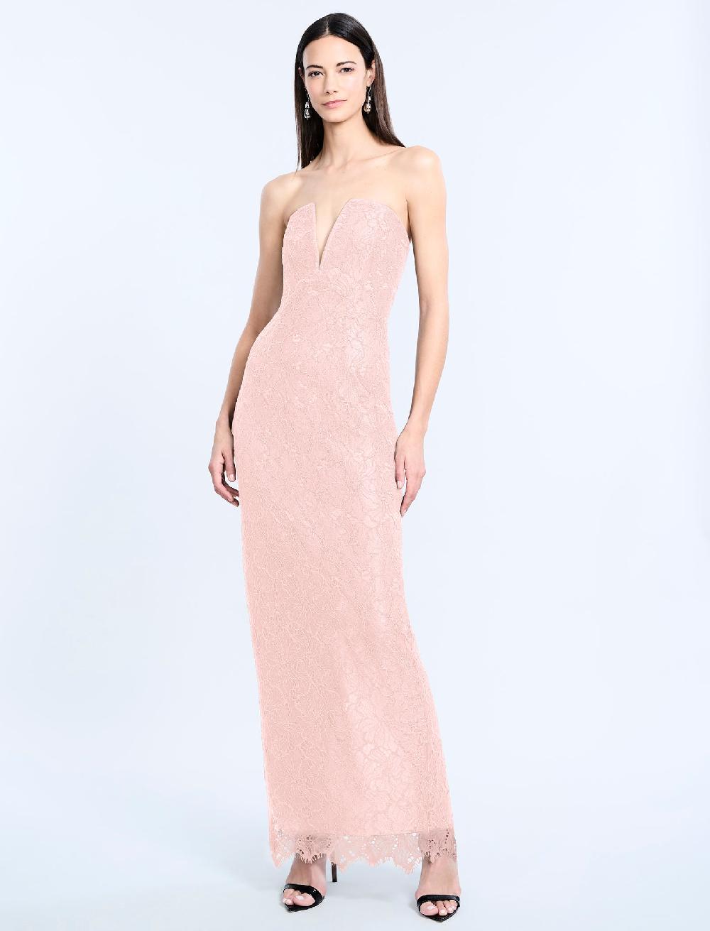 bcbgeneration Lace Strapless V Neckline Gown Blossom