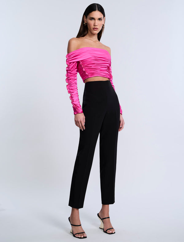 Bcbgeneration Lettuseruffle Off Shoulder Top Electric Orchid