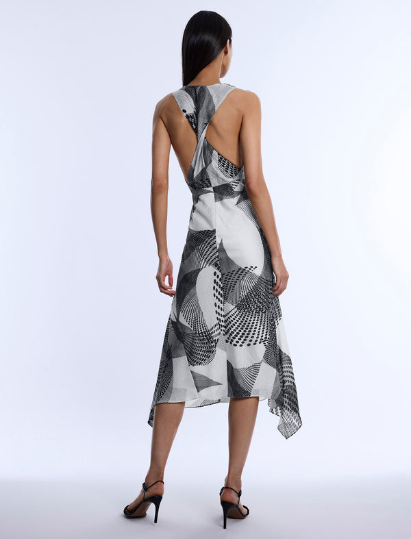 Bcbgeneration Printed Cowl Halter Dress Jasmine Abstract Wings