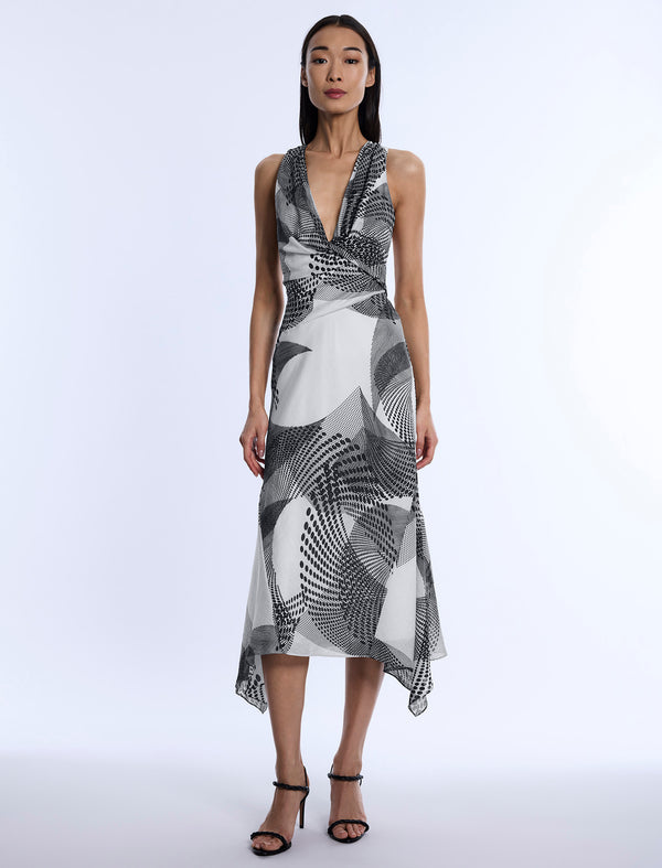 Bcbgeneration Printed Cowl Halter Dress Jasmine Abstract Wings