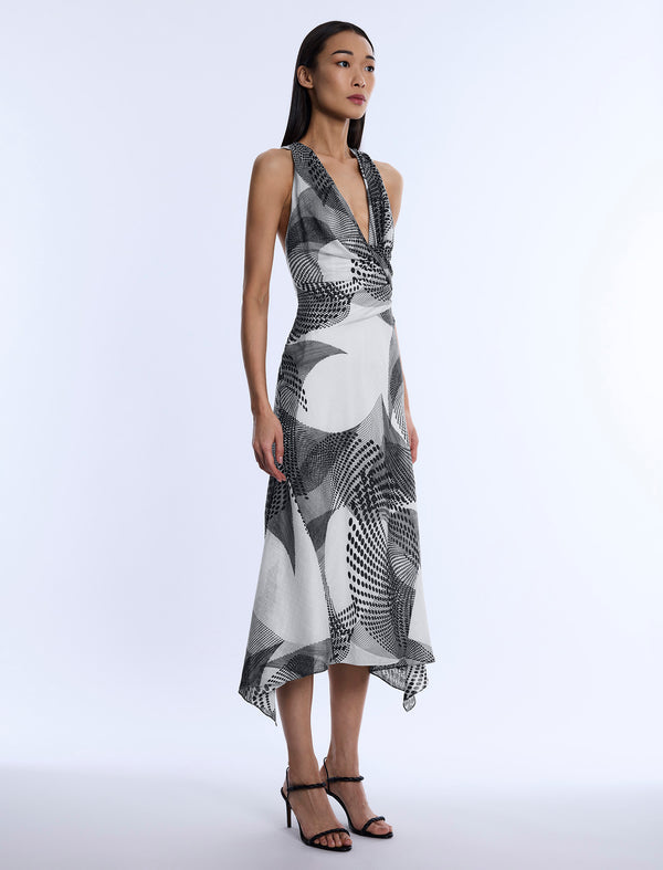 Bcbgeneration Printed Cowl Halter Dress Jasmine Abstract Wings