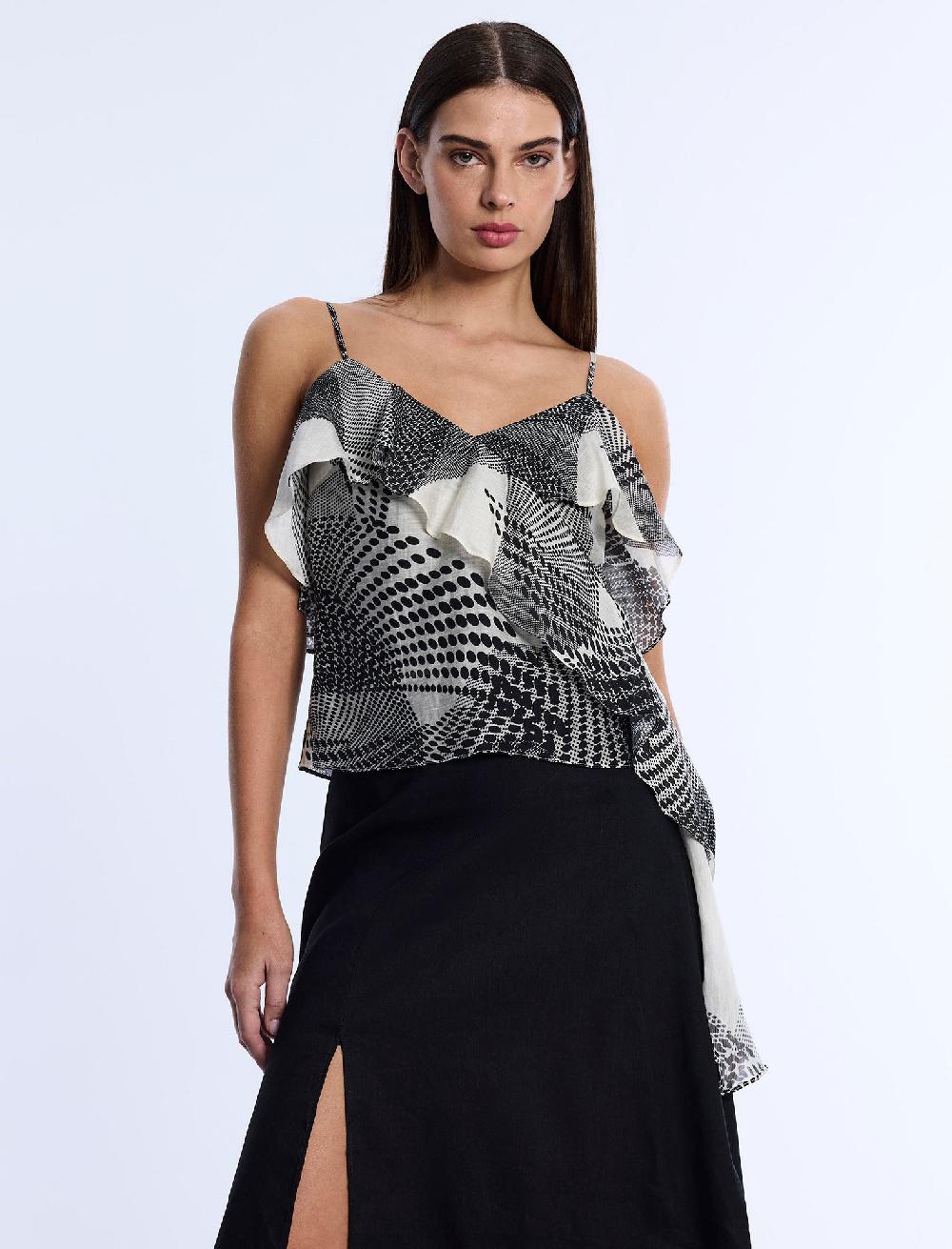 bcbgeneration Printed Flounce Cami Jasmine Abstract Wings