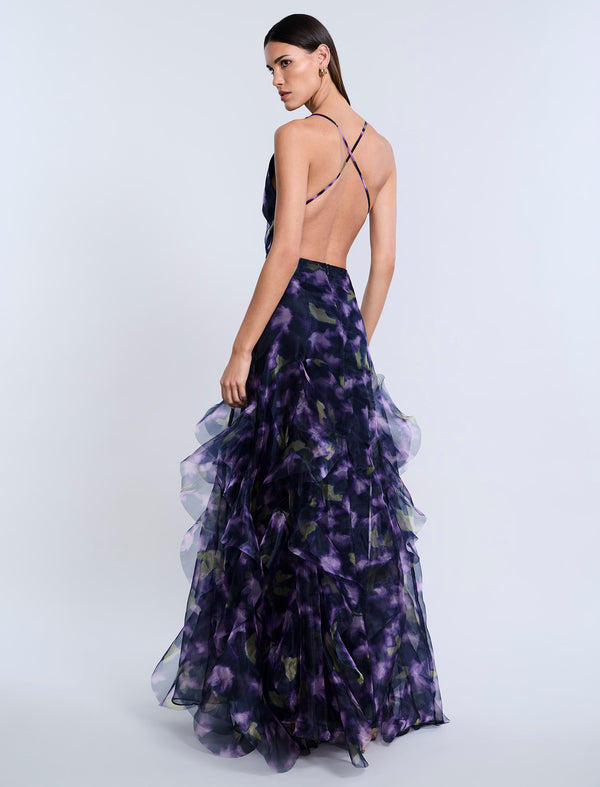 Bcbgeneration Printed Organza Gown Meadow Violet Floral Print
