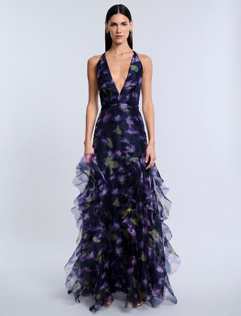 bcbgeneration Printed Organza Gown Meadow Violet Floral Print