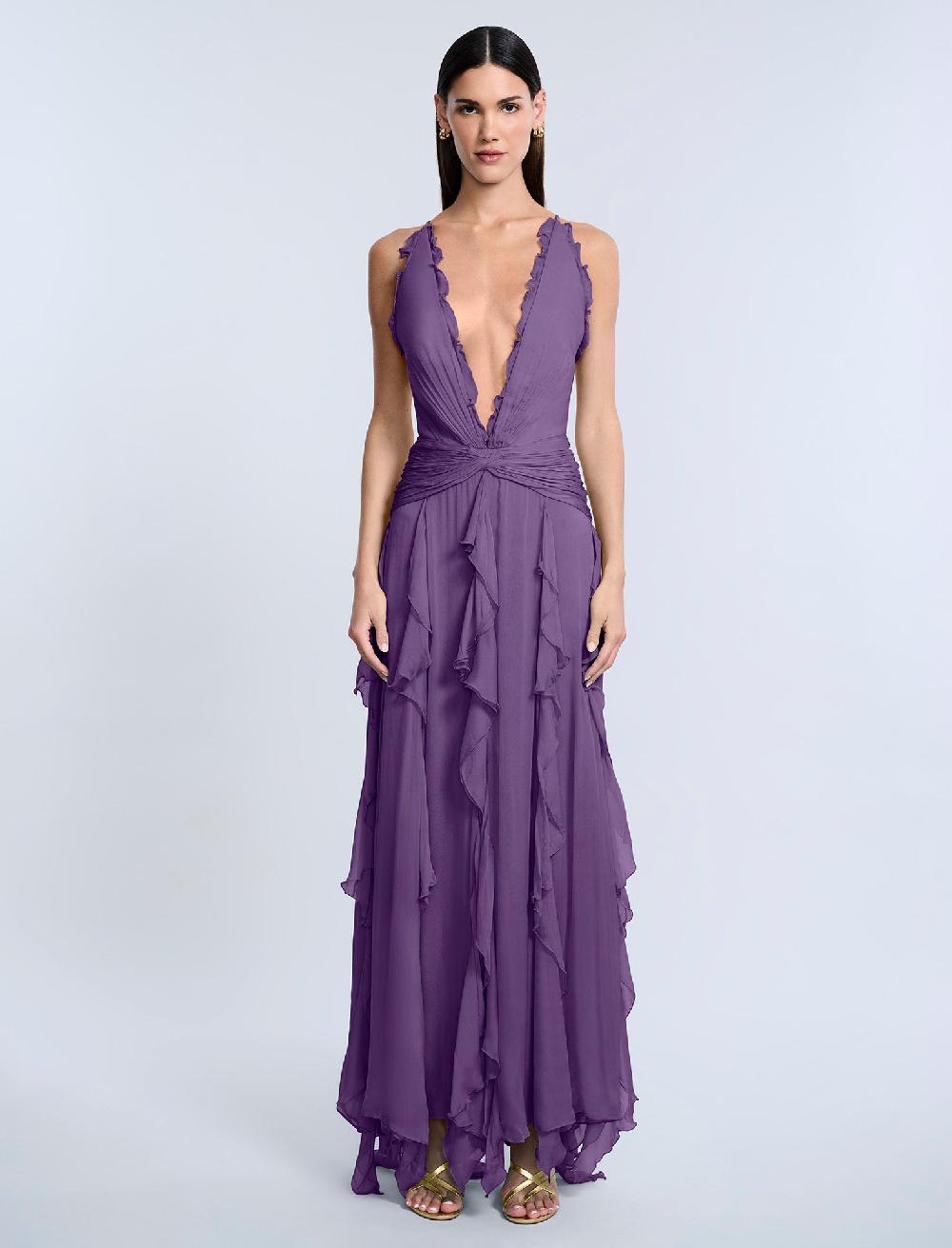 bcbgeneration Ruffle Halter Chiffon Gown Meadow Violet