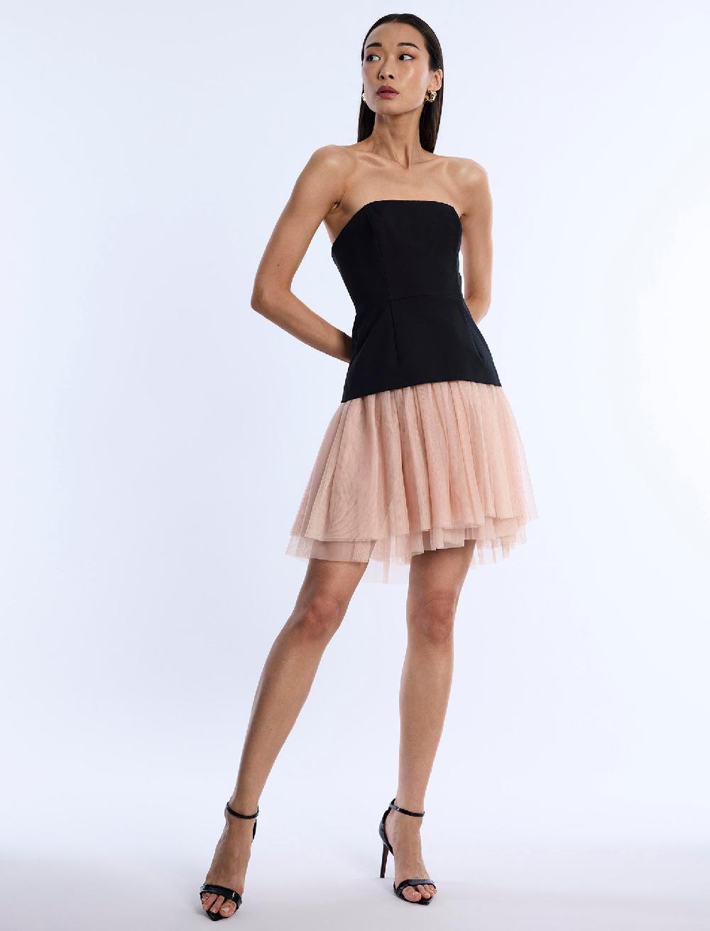bcbgeneration Strapless Tutu Dress Black And Almond
