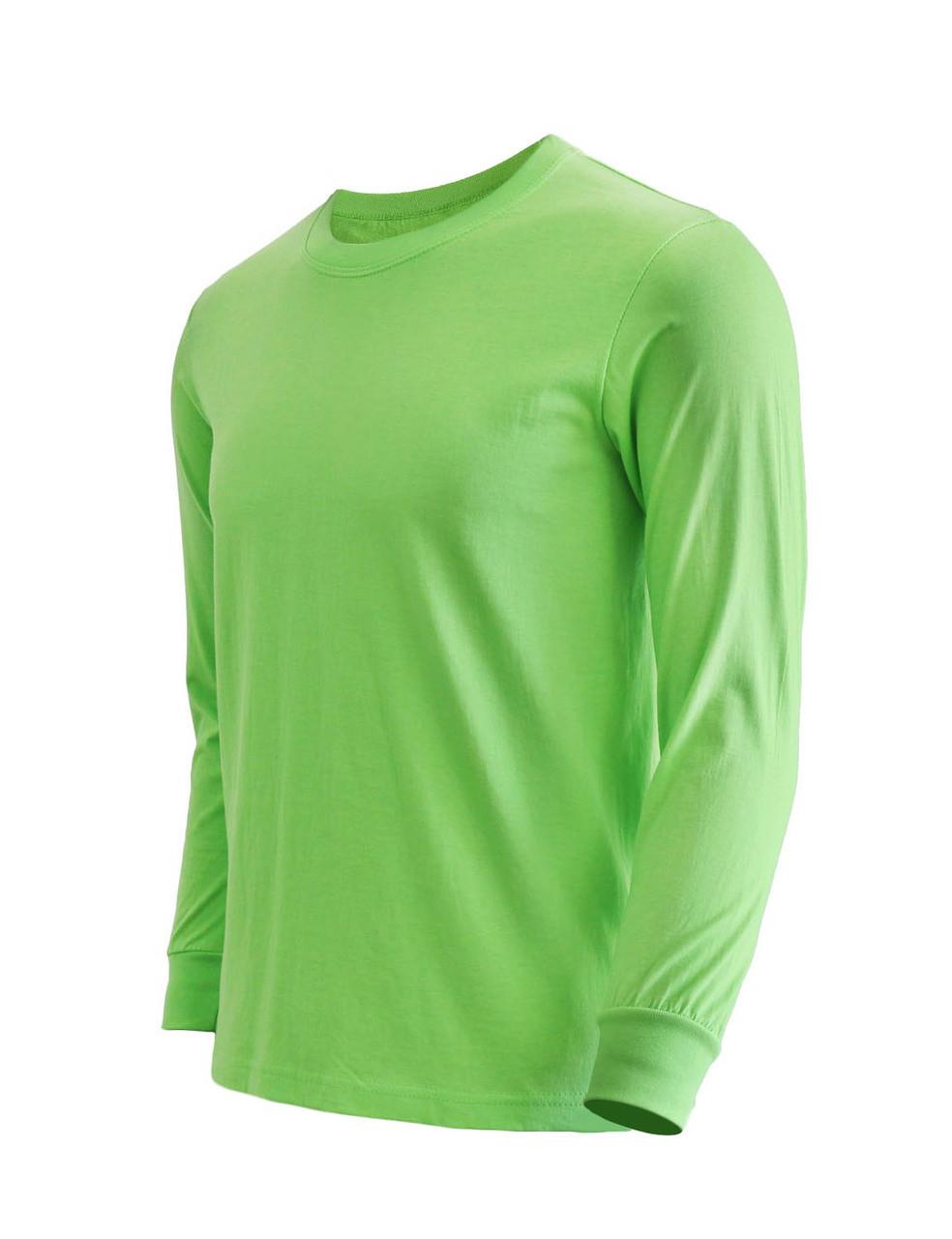 Bcpolo Basic Light Green Crew Neckline Long Sleeves Cotton T-Shirt
