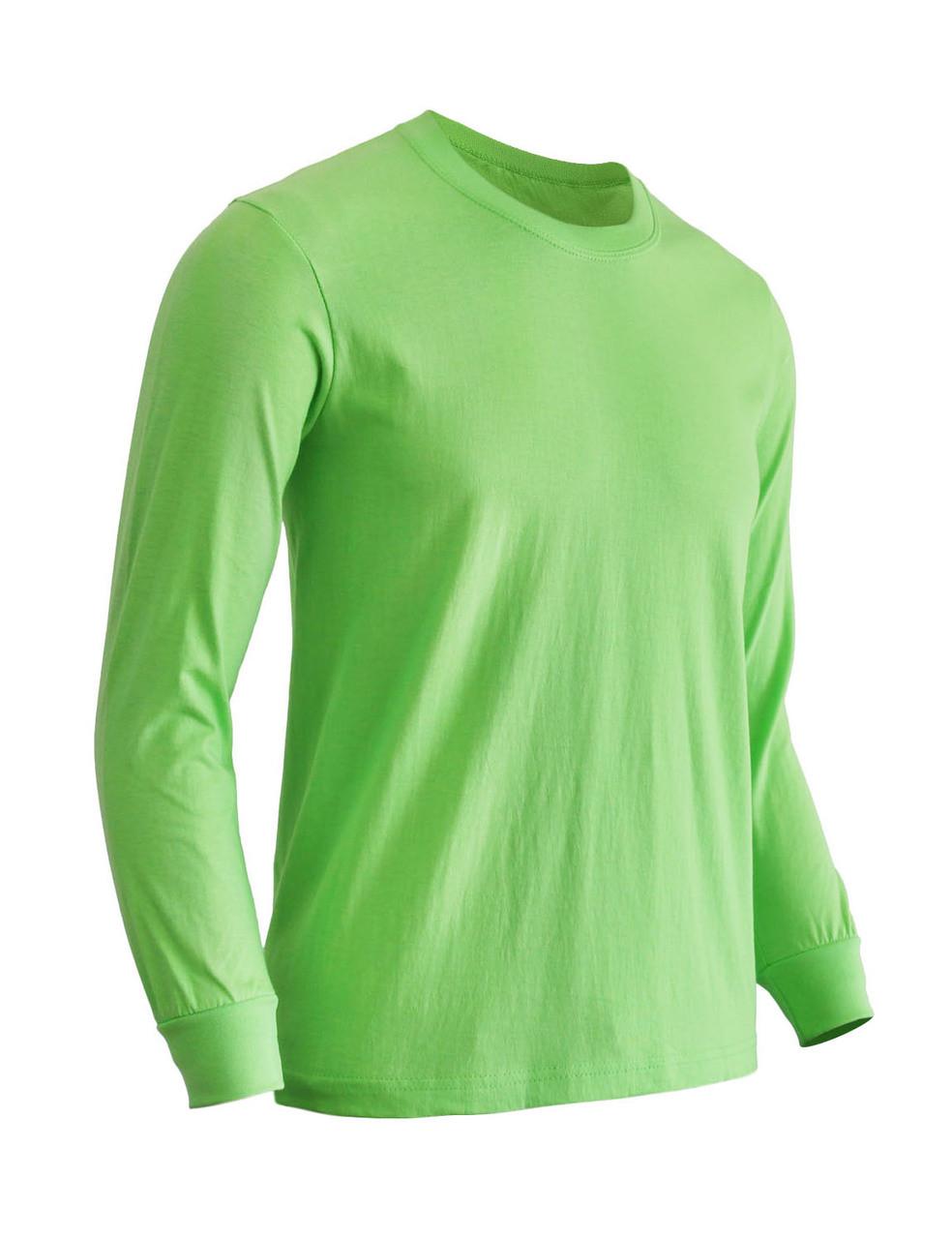 bcpolo Basic Light green Crew Neckline Long Sleeves Cotton T-Shirt