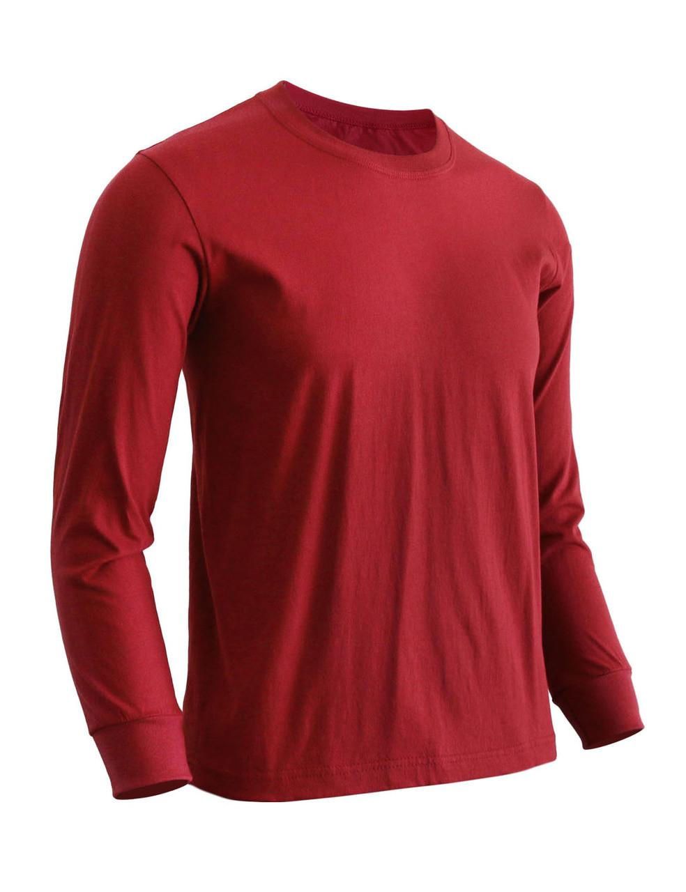 bcpolo Basic Maroon Crew Neckline Long Sleeves Cotton T-Shirt